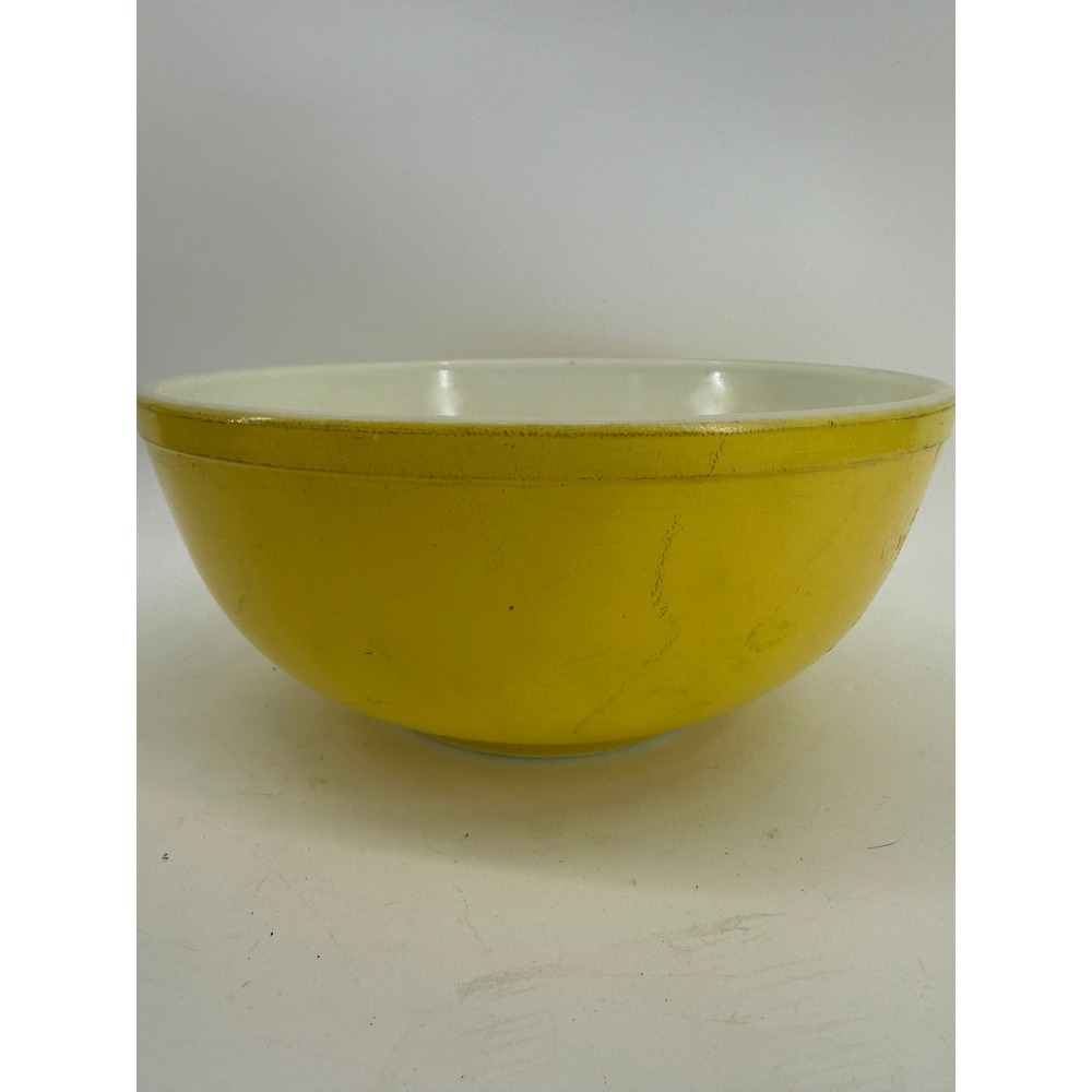 Pyrex Mixing Bowl Unisex 404 4 QT Yellow Vintage Milk Glass MCM Primary Series - Picture 6 of 13